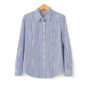 Talbots Women's Size 14 Blue White Striped Collared Long Sleeve Button-Up Shirt
